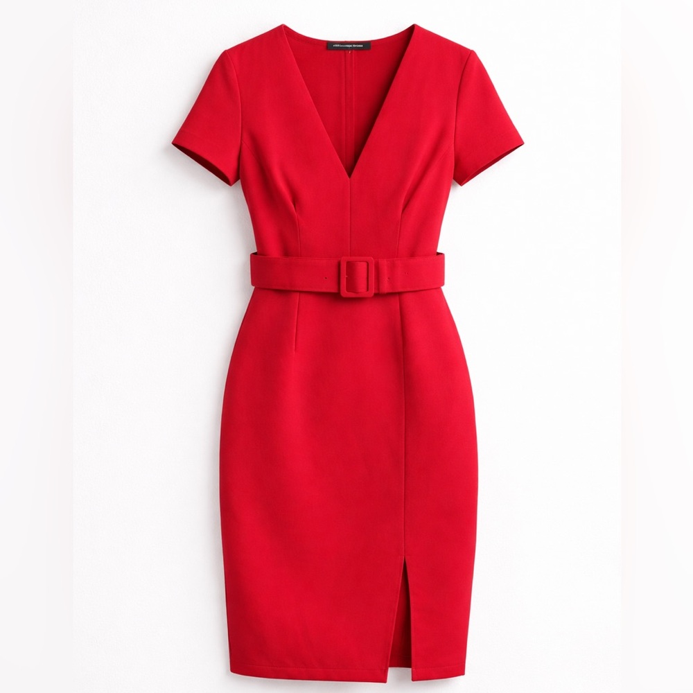 Zara Basics Red Belted Dress Size Small